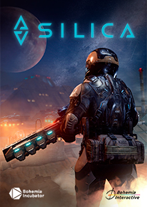 Persona con traje y arma futurista mirando hacia otro planeta/estrella